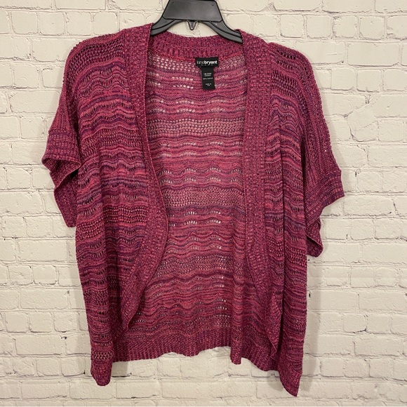 Lane Bryant Womens Shrug Bolero 18/20W Purple Short Sleeve Open Knit Open Front - Picture 1 of 4